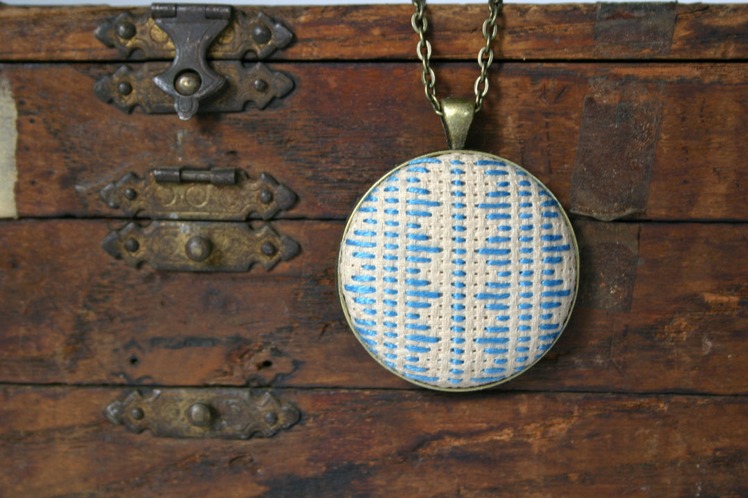 Hand Stitched Mountain Studio Necklace in Indigo