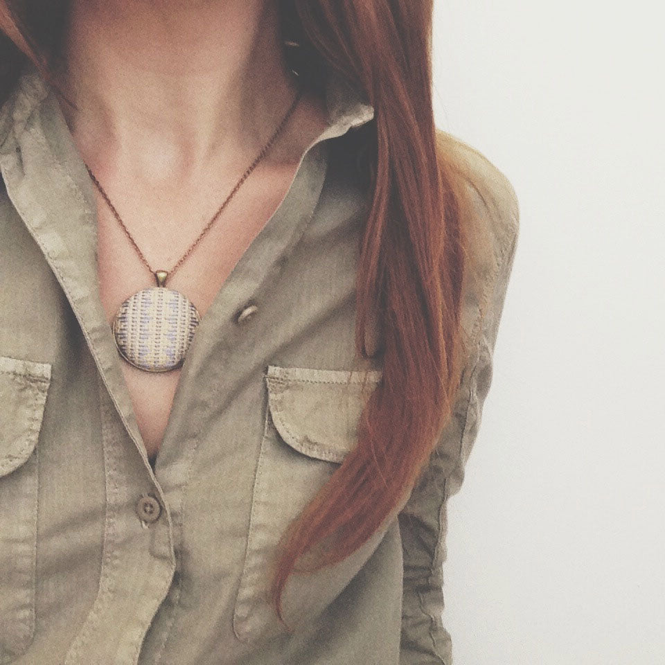 Hand Stitched Mountain Studio Necklace in Indigo