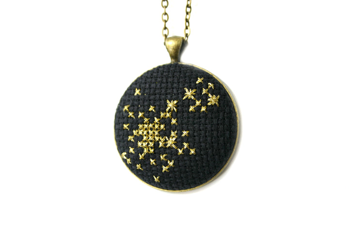 Hand Stitched Black Nebula Pendant